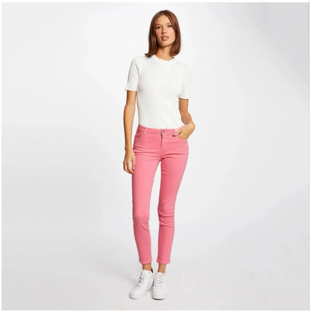 Max Mara Weekend Pink Mid Rise Slim Jeans Size 10 Cotton Stretch MSRP $285